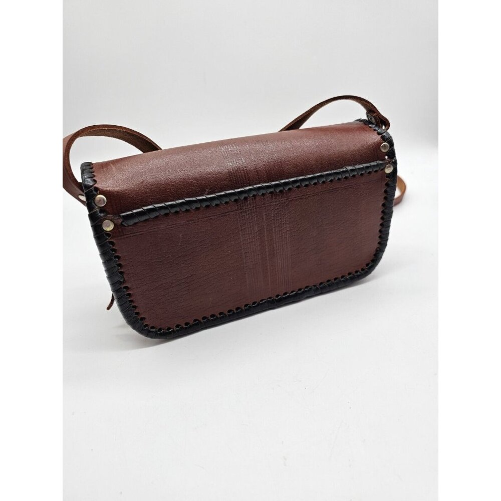 Vintage Four Winds Leather Crossbody Purse Handbag,Pewter Accents Western Boho - Picture 5 of 15